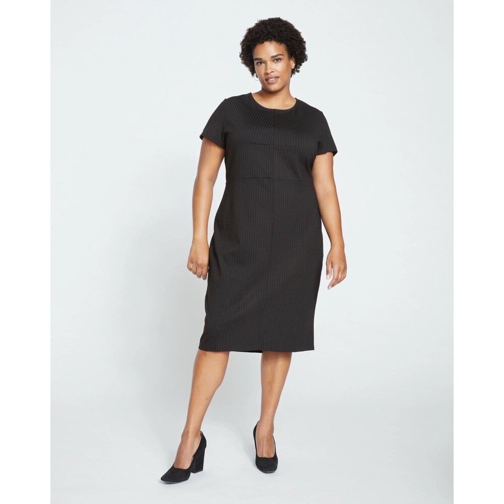 NEW Universal Standard Womens 22-24 / 3X Pinstripe Executive Stretch Ponte Dress